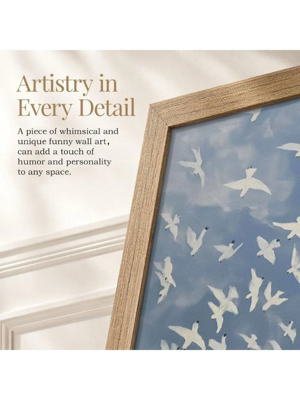 Vintage Blue Flying Bird Wall Art | Abstract Nature Decor for Living Room